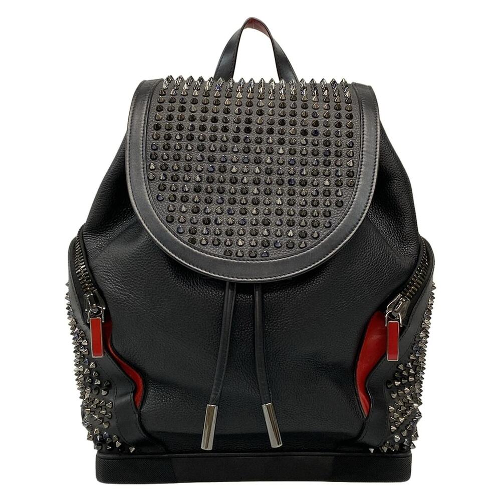 Christian Louboutin Explorer Funk Backpack Backpack Black Red Leather Rubber